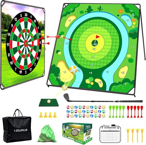 70" x70''Battle Golf Chipping Game, Double-Sided Sticky Golf Battle Mat with 30 Sticky Balls and 10 Darts for Adults Dads and Junior Golfers - Indoor and Outdoor in Kuwait