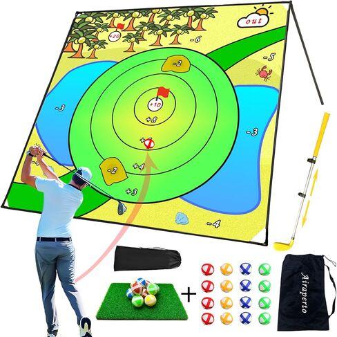 لعبة Battle Golf Chipping Game، حصيرة تقطيع كبيرة مقاس 80 بوصة × 80 بوصة مع نادي، لعب الجولف في الهواء الطلق للبالغين، لعبة فريدة من نوعها متعددة اللاعبين في الأماكن المغلقة والخارجية للأصدقاء والعائلة في ساحة الهدف in Kuwait