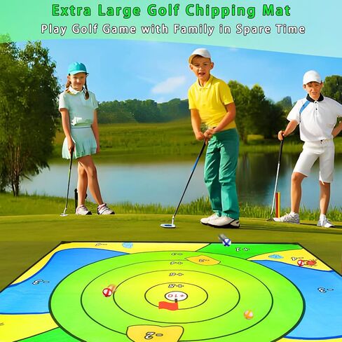 لعبة Battle Golf Chipping Game، حصيرة تقطيع كبيرة مقاس 80 بوصة × 80 بوصة مع نادي، لعب الجولف في الهواء الطلق للبالغين، لعبة فريدة من نوعها متعددة اللاعبين في الأماكن المغلقة والخارجية للأصدقاء والعائلة في ساحة الهدف in Kuwait