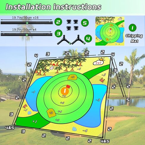 لعبة Battle Golf Chipping Game، حصيرة تقطيع كبيرة مقاس 80 بوصة × 80 بوصة مع نادي، لعب الجولف في الهواء الطلق للبالغين، لعبة فريدة من نوعها متعددة اللاعبين في الأماكن المغلقة والخارجية للأصدقاء والعائلة في ساحة الهدف in Kuwait