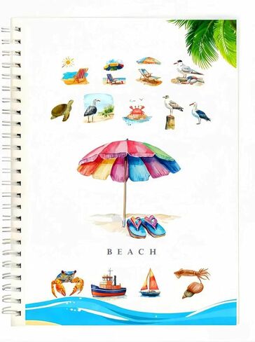 Watercolor Exercise Book，Watercolor Brush Set，Watercolor Coloring Book,Suitable for indoor and outdoor interaction, a gift for loved ones (12 Colors - Beach) in Kuwait