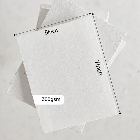 300gsm Cotton Fiber Watercolor Paper, 5x7 Inch Handmade Paper 25 Sheets, Acid-Free Art Paper for Painting, Wedding Invites & Mixed Media in Kuwait