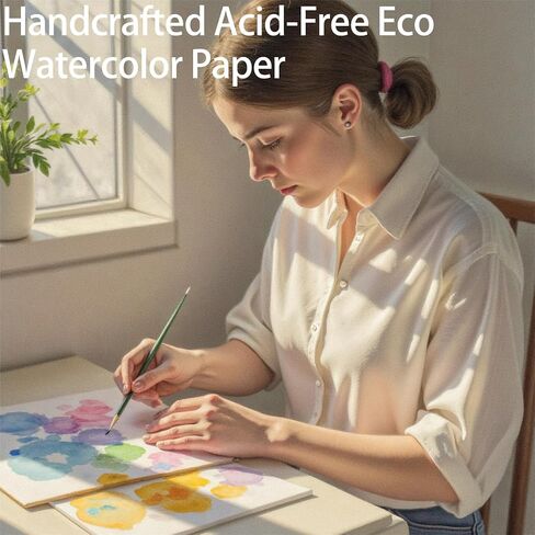300gsm Cotton Fiber Watercolor Paper, 5x7 Inch Handmade Paper 25 Sheets, Acid-Free Art Paper for Painting, Wedding Invites & Mixed Media in Kuwait