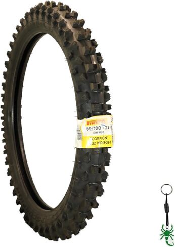 Pirelli Scorpion MX32 Mid Soft Motocross Dirt Bike Front Tire - 80/100-21 51M NHS Bias Tube Type - Professional Off-Road Racing Rubber for Soft to Intermediate Terrain - Includes Pirelli Keychain in Kuwait