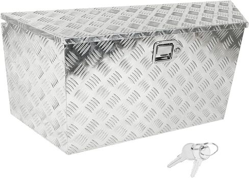 confote 39 Inch Heavy Duty Aluminum Stripes Plated Tool Box Pick Up Truck Bed RV Trailer Tongue Toolbox Waterproof Storage Organizer with Lock and Keys - 39 X 15 X 12 inch,Black in Kuwait