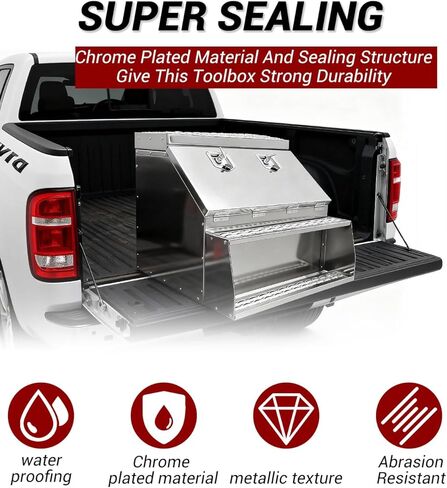Heavy Duty Aluminum Trailer Tool Box,Truck Bed Tool Box with Lock Keys, Storage Organizer Chest for Pick up,Truck Bed, ATV, RV, Ready to Use (29x23x30 '', with Step) in Kuwait