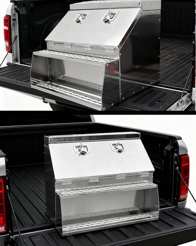 Heavy Duty Aluminum Trailer Tool Box,Truck Bed Tool Box with Lock Keys, Storage Organizer Chest for Pick up,Truck Bed, ATV, RV, Ready to Use (29x23x30 '', with Step) in Kuwait