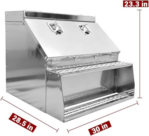 Heavy Duty Aluminum Trailer Tool Box,Truck Bed Tool Box with Lock Keys, Storage Organizer Chest for Pick up,Truck Bed, ATV, RV, Ready to Use (29x23x30 '', with Step) in Kuwait