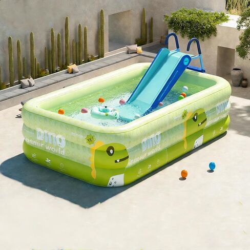 Pool Slide Foldable Pool Water Slide, Summer Swimming Pool Supplies Universal Trampoline Ladder Backyard Slide Home Playground Equipment (Blue) in Kuwait