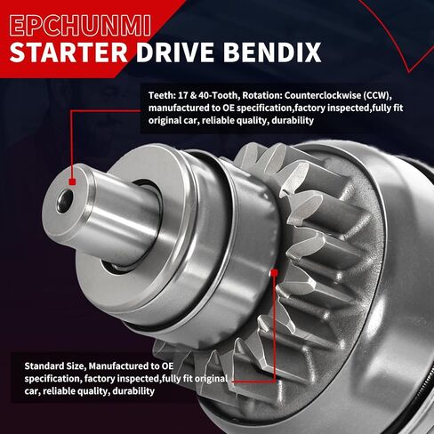 Starter Drive Bendix For 1994-2014 Polaris ATP ATV Magnum Scrambler Sportsman Xplorer Ranger Trail Big Boss 250 300 335 400 425 500 700 Replaces SMU5003 3083647 SM1329850 ZN0751 in Kuwait