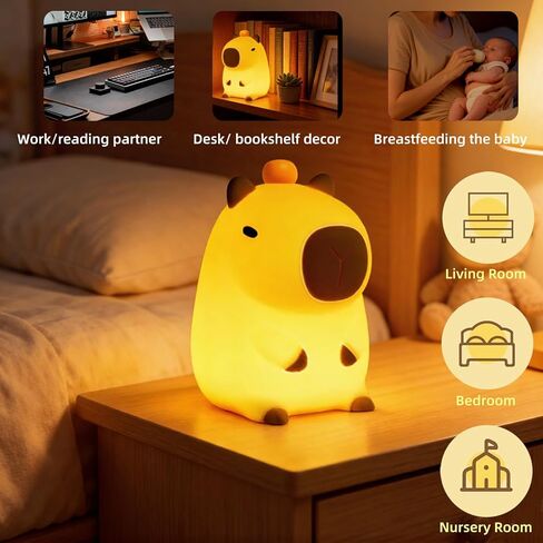 Night Light,Cute Tangerine LED Squishy Novelty Animal Night Lamp,Dimmable Soft Silicone Nursery Nightlight for Kids, Rechargeable Bedroom Touch Lamp, Dorm Decor, Baby Boys Girls Gift (Pear) in Saudi Arabia