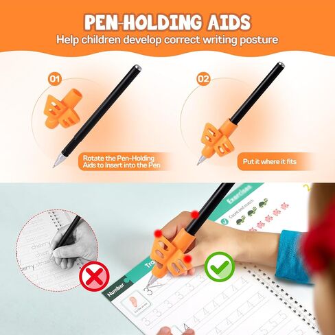 Magic Grooved Writing Practice Books, Reusable 3D Grooved Handwriting Practice for Kids Ages 3-5, Disappearing Ink Pens & Grips, Perfect Educational Gift in Kuwait