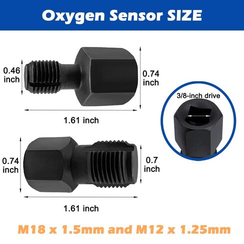 Oxygen Sensor Thread Chasers 2pcs,Includes M18 x 1.5mm and M12 x 1.25mm Sizes with 3/8" Drive—Ideal for Clean and Repair Damaged Oxygen Sensors Threads in Kuwait