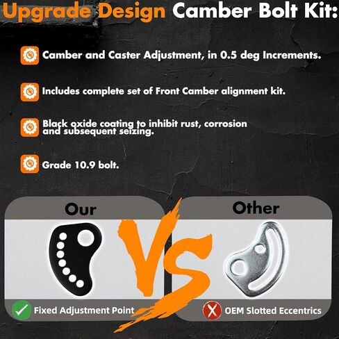 Upgrade Camber Bolt Kit Compatible With Chevy GMC Cadillac 1999-2019 Silverado Sierra 1500 2500 3500 Escalade Colorado Avalanche Tahoe Yukon,Front Upper arm alignment,4PCS Cam Bolt ±1.5 Degree in Kuwait