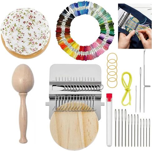 Knit Patch Patchmaker 2.0 Kit, Knit Patch Mending Kit, Mini Loomsfor Mending, Knitsfor Beginners, Handmade DIY Knitting Repair Tool, Quick Sewing Repair, Sewing Craft Supplies. (14Hooks-Egg) in Kuwait