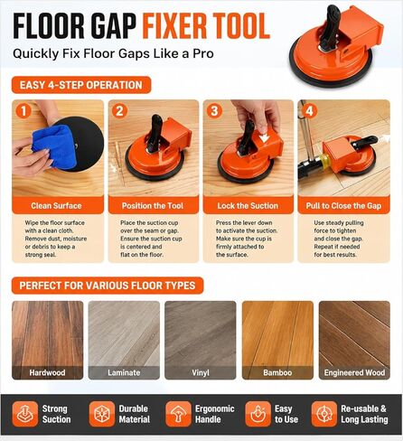 Floor Gap Fixer Tool with Heavy Duty Suction Cup, Laminate & Vinyl Plank Flooring Gap Repair Tool, Floor Suction Cup Tool for Gaps, Plank Puller for Wood Hardwood LVP Floating Floors Fixing in Kuwait