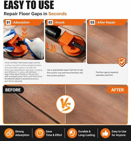 Floor Gap Fixer Tool with Heavy Duty Suction Cup, Laminate & Vinyl Plank Flooring Gap Repair Tool, Floor Suction Cup Tool for Gaps, Plank Puller for Wood Hardwood LVP Floating Floors Fixing in Kuwait