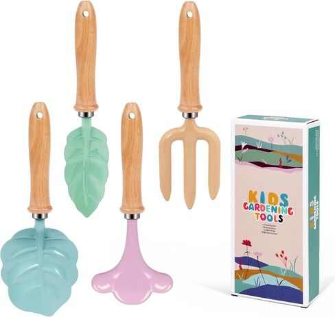 Toddler Gardening Tools Set for Kids 2-5 Years, 4pcs Outdoor Sand & Beach Toys with Shovel Rake, Children’s Garden Kit, Educational Toys & Birthday Gifts for Boys Girls (W) in Kuwait