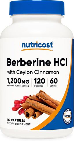 Nutricost Berberine HCI with Ceylon Cinnamon Capsules (120 Capsules, 60 Servings) - Non-GMO, Animal-Free Product in Saudi Arabia