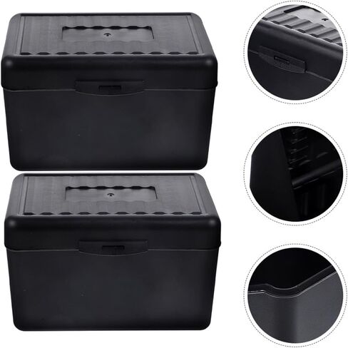 HEMOTON 2pcs Business Card Holder Box Portable Office Cards Organizer with Lid Black Horizontal Filing Case for Business Supplies and Office Accessories in Kuwait