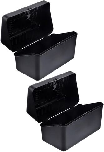 Holibanna Index Card Holder Box 2pcs Black Multi-Function Business Card Storage Case Office Desk for Filing and Record Keeping in Kuwait