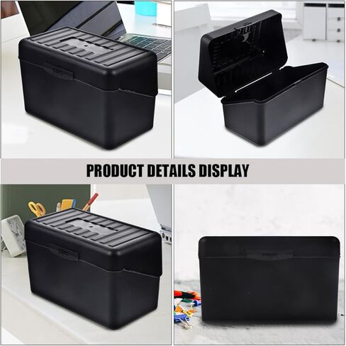 Holibanna Index Card Holder Box 2pcs Black Multi-Function Business Card Storage Case Office Desk for Filing and Record Keeping in Kuwait