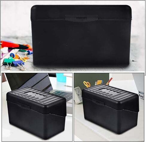 Holibanna Index Card Holder Box 2pcs Black Multi-Function Business Card Storage Case Office Desk for Filing and Record Keeping in Kuwait