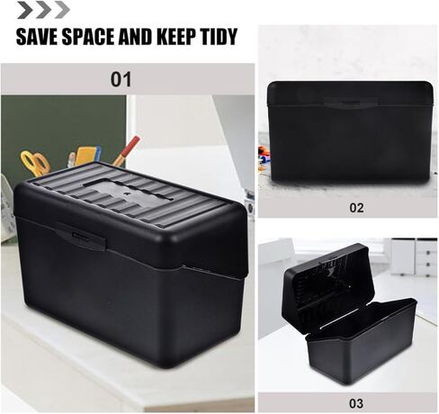 Holibanna Index Card Holder Box 2pcs Black Multi-Function Business Card Storage Case Office Desk for Filing and Record Keeping in Kuwait