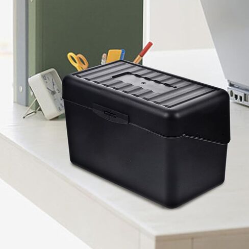 Holibanna Index Card Holder Box 2pcs Black Multi-Function Business Card Storage Case Office Desk for Filing and Record Keeping in Kuwait