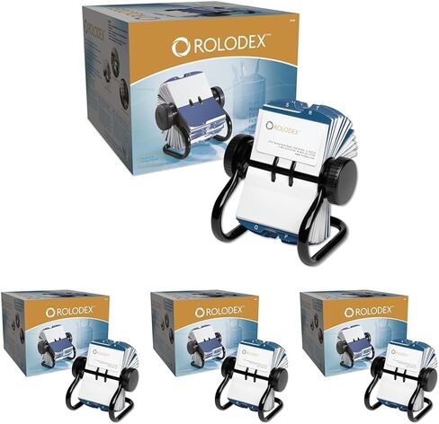 Rolodex Rotary Business Card File 400-Card Capacity Black (Pack of 4) in Kuwait
