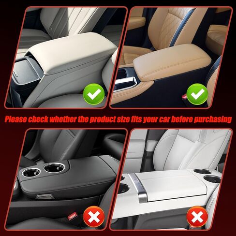 Hiseanllo Car Center Console Cover with Side Storage Pockets, Patchwork Leather Armrest Pad with Carbon Fiber Texture, Non-Slip Auto Armrest Cushion Protector for Most Cars, Vehicles, SUVs (Black) in Saudi Arabia