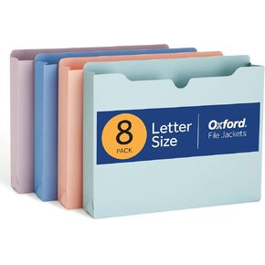 Oxford Expanding File Folders, 8 Pack, Closed Sides, Expands 2", 4 Pastel Colors, Letter Size (8.5" x 11"), Color-Coding for School, Office & Home Document Organization in Kuwait