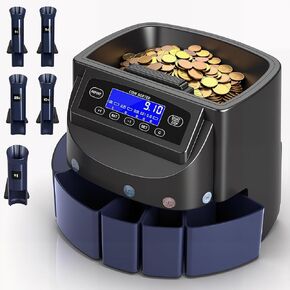 Coin Counter and Dollar Coin sorter with LCD Display, 300-coin Capacity, Supports Multiple Coin Types, Equipped with Sorting and Packaging Machine for Fast and Accurate Sorting (Coin Counter) in Saudi Arabia