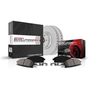 طقم فرامل خلفية PowerStop لسيارة Audi TT 2000-06 - Z17 استبدال وسادات الفرامل السيراميكية ودوارات القرص، KOE848 in Kuwait