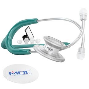 سماعة الطبيب MDF Instruments MD One Epoch خفيفة الوزن من التيتانيوم، للبالغين، أنبوب أزرق داكن، سماعة رأس فضية، MDF777T04 in Kuwait
