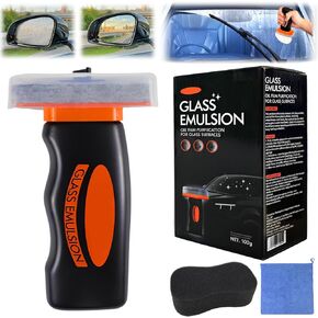 zxbaers Glass Oil Film Remover for Car, Glass Guard Cleaner with Car Wash Sponge and Towel, Glass Emulsion Cleaner, Remover Oil Film & Smudges, Improve Windshield Clarity for Safe Driving in Saudi Arabia