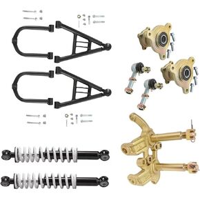 Go Kart Front Suspension Kit with Swingarms, 275mm Shock Absorbers, Steering Knuckle Spindles, 3-Stud Wheel Hubs & Tie Rod Ends for ATV UTV Quad Buggy Golf Cart DIY 4-Wheeler in Kuwait