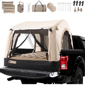Inflatable Truck Tent & Air Mattress with Built-in Pump and Inflatable Pillow, Waterproof PU2000mm Double Layer Air Mattress Pickup Trcuks Tent for Road Trip Camping Outdoor Travel in Saudi Arabia