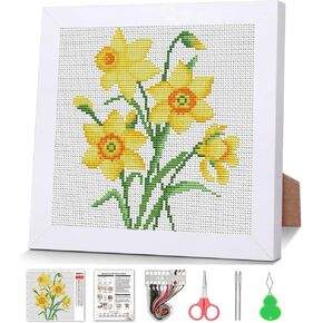 Hydrangea Cross Stitch Kits for Beginners,Flowers Stamped Cross Stitch for Adults with Framed,Crafts for Girls 8-12 Embroidery Kit Partial 11CT Cross-Stitch Arts and Crafts for Adults 7.9x7.9inch in Saudi Arabia