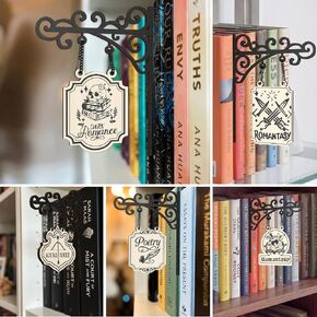 Sonloka Book Nook Tavern Signs, 5 PCS Wood Bookshelf Dividers, Medieval Style Book Nook for Bookshelf Decor, Home Library Decor, Tabletop Books Display, Bookshelfs Accessories in Saudi Arabia