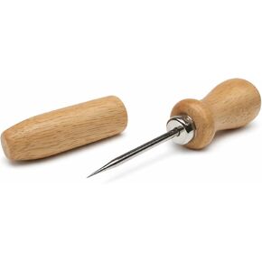 Professional Awl Tool with Wooden Handle & Protective Wood Cover - 801C Heavy Duty Leather Craft Awl for Woodworking, Leathercraft, Sewing & Upholstery - 5" Total Length in Kuwait