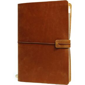 A5 Leather Journal Writing Notebook Vintage Full Grain Leather Bound Daily Notepad for Men Women Gifts Refillable Travelers Notebook, Brown in Kuwait
