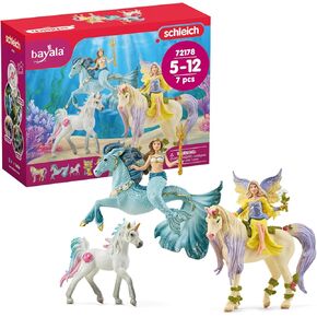 Schleich bayala 5-Piece Starter Set - Fairy Feya, Mermaid Eyela, with Unicorn, Pegasus, and Seahorse Playset - Magical and Colorful Toy Set, Enchanting Gift for Boys and Girls, Kids Age 5+ in Saudi Arabia