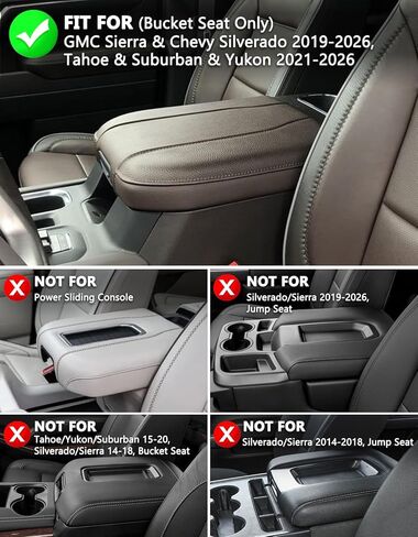 Center Console Armrest Cover for GMC Sierra & Chevy Silverado 2019-2026, Yukon & Tahoe & Suburban 2021-2026, Bucket Seat Console, Leather Arm Rest Cover for Car, Brownstone in Saudi Arabia