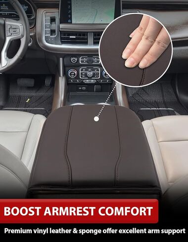 Center Console Armrest Cover for GMC Sierra & Chevy Silverado 2019-2026, Yukon & Tahoe & Suburban 2021-2026, Bucket Seat Console, Leather Arm Rest Cover for Car, Brownstone in Saudi Arabia