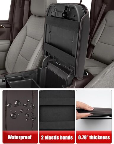 Center Console Armrest Cover for GMC Sierra & Chevy Silverado 2019-2026, Yukon & Tahoe & Suburban 2021-2026, Bucket Seat Console, Leather Arm Rest Cover for Car, Brownstone in Saudi Arabia