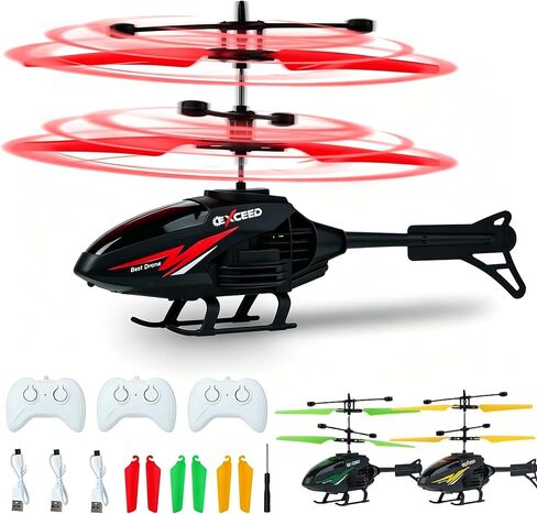 طائرة هليكوبتر RC، لعبة هليكوبتر للتحكم عن بعد للأطفال مع رحلة 10 دقائق، ألعاب هليكوبتر داخلية تستشعر الإيماءات، 3 طائرات RC للأطفال مع ضوء، هدايا عيد ميلاد للأولاد والبنات in Kuwait