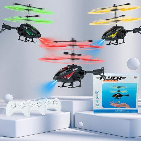 طائرة هليكوبتر RC، لعبة هليكوبتر للتحكم عن بعد للأطفال مع رحلة 10 دقائق، ألعاب هليكوبتر داخلية تستشعر الإيماءات، 3 طائرات RC للأطفال مع ضوء، هدايا عيد ميلاد للأولاد والبنات in Kuwait
