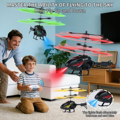 طائرة هليكوبتر RC، لعبة هليكوبتر للتحكم عن بعد للأطفال مع رحلة 10 دقائق، ألعاب هليكوبتر داخلية تستشعر الإيماءات، 3 طائرات RC للأطفال مع ضوء، هدايا عيد ميلاد للأولاد والبنات in Kuwait