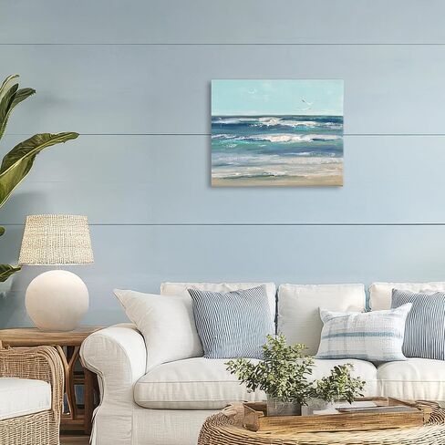 Stupell Industries 'Seagulls over Rolling Waves', Canvas Art, 20 x 16 Inches, Easy to Hang and Sturdy, Made in USA, by Sally Swatland in Kuwait